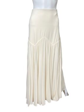 NEW flaw Meshki Odette Slinky Maxi Skirt Ivory Pleated Neutral Womens Size XS
